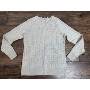 Smartwool Women's Cable Knit Sweater Wool Blend Pullover Gray Size Large